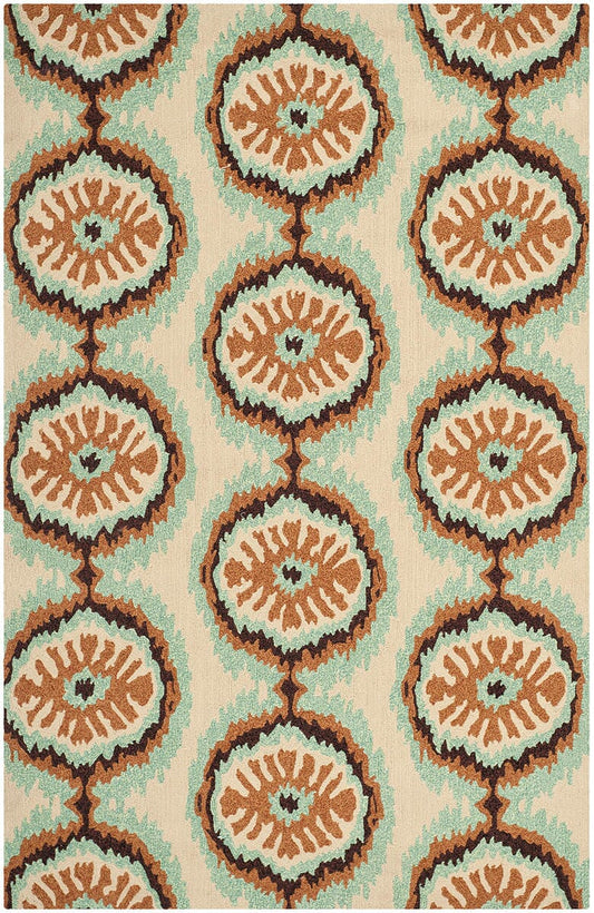 Safavieh Four Seasons Frs486C Beige / Green Damask Area Rug