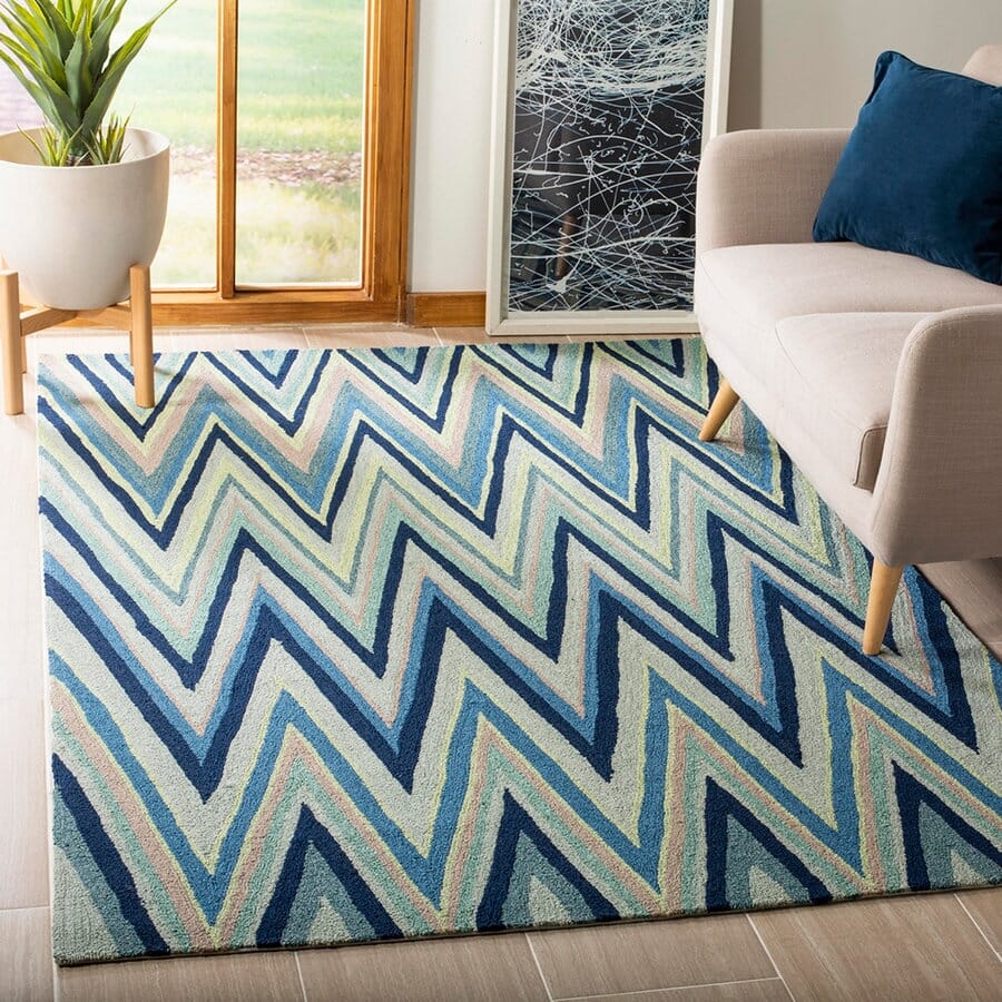 Safavieh Four Seasons Frs491A Navy / Multi Chevron Area Rug