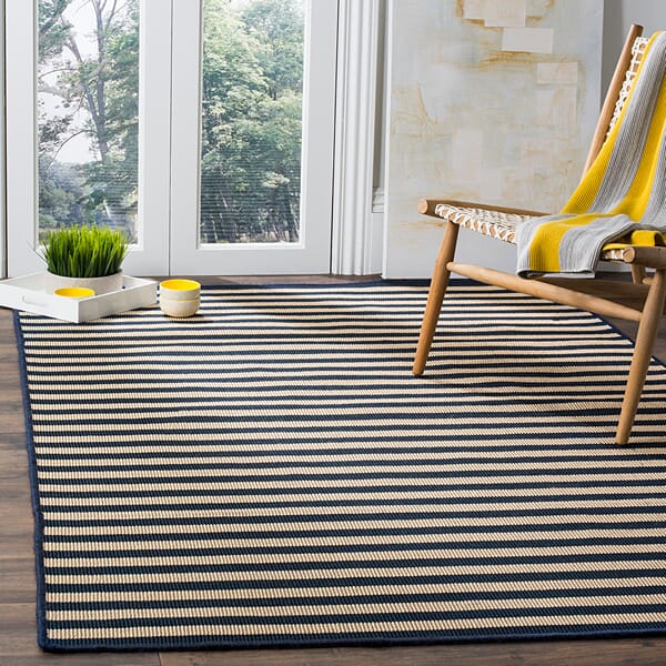 Safavieh Four Seasons Frs650B Ivory / Navy Striped Area Rug