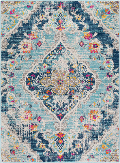 Surya Floransa Fsa-2300 Sky Blue, Navy, Beige, Medium Gray Area Rug