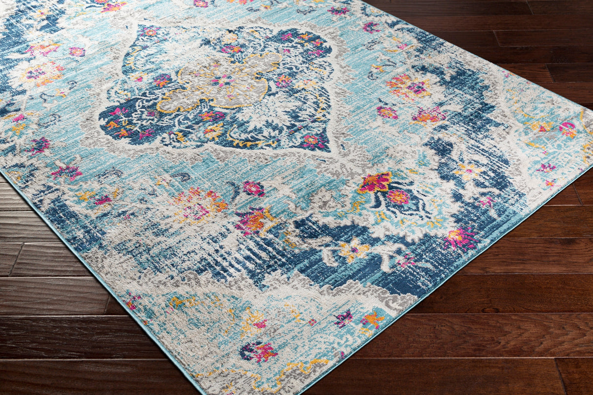 Surya Floransa Fsa-2300 Sky Blue, Navy, Beige, Medium Gray Rugs.