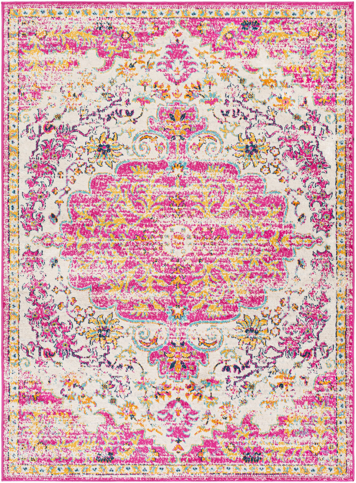 Surya Floransa Fsa-2308 Bright Pink, Beige, Navy, Saffron Rugs.