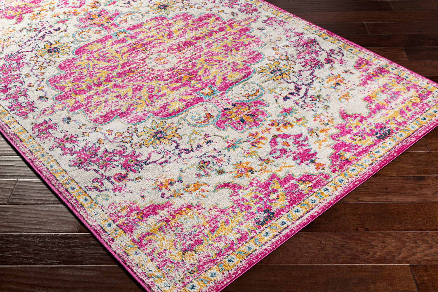 Surya Floransa Fsa-2308 Bright Pink, Beige, Navy, Saffron Rugs.
