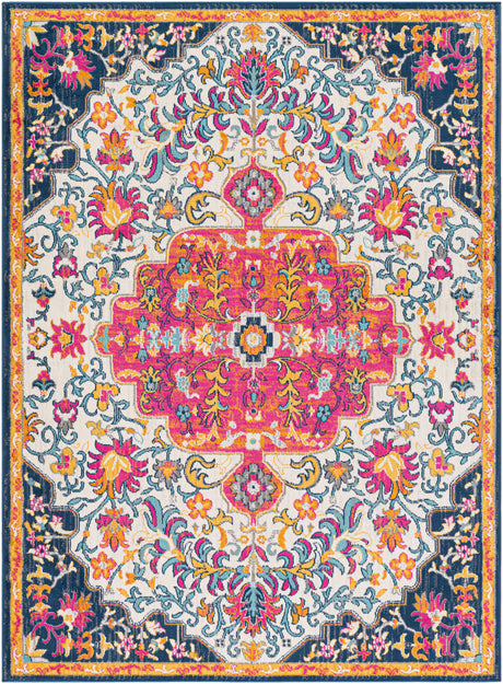 Surya Floransa Fsa-2312 Medium Gray, Beige, Navy, Bright Pink Rugs.