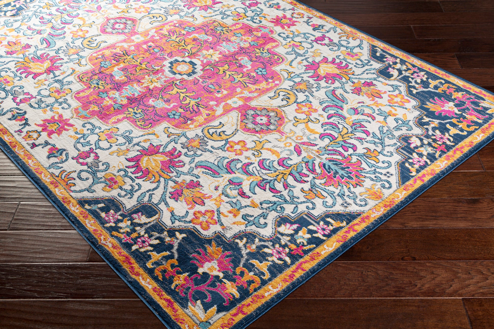 Surya Floransa Fsa-2312 Medium Gray, Beige, Navy, Bright Pink Area Rug