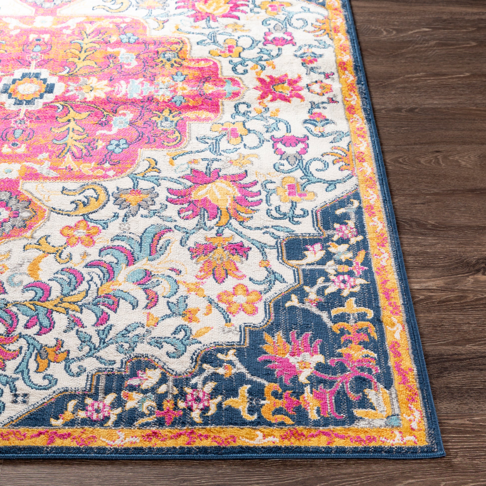 Surya Floransa Fsa-2312 Medium Gray, Beige, Navy, Bright Pink Area Rug