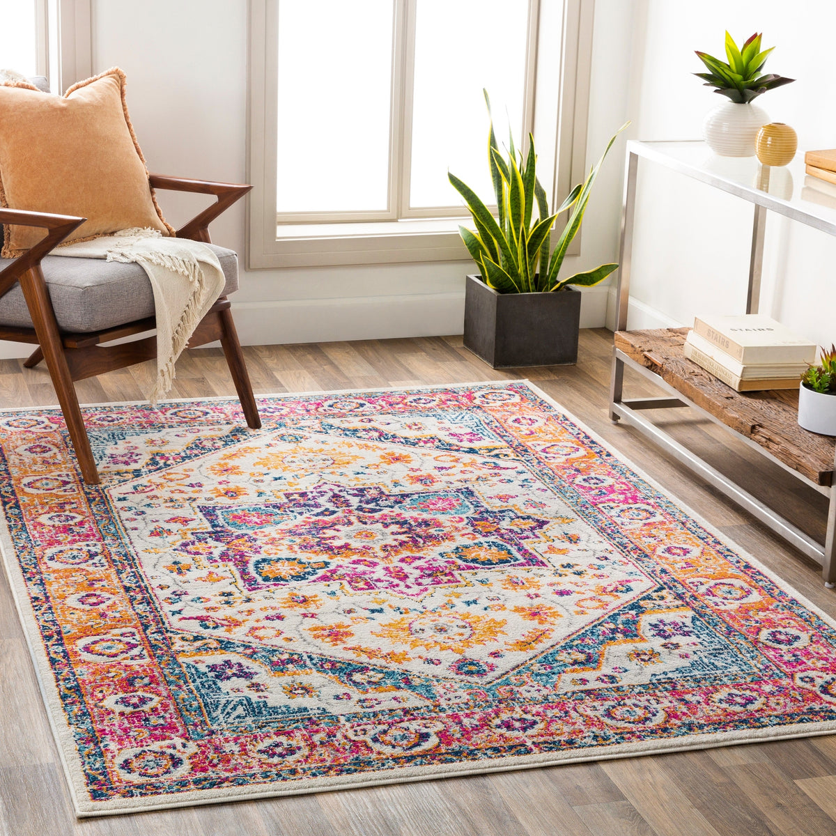 Surya Floransa Fsa-2316 Navy, Bright Pink, Medium Gray, Beige Rugs.