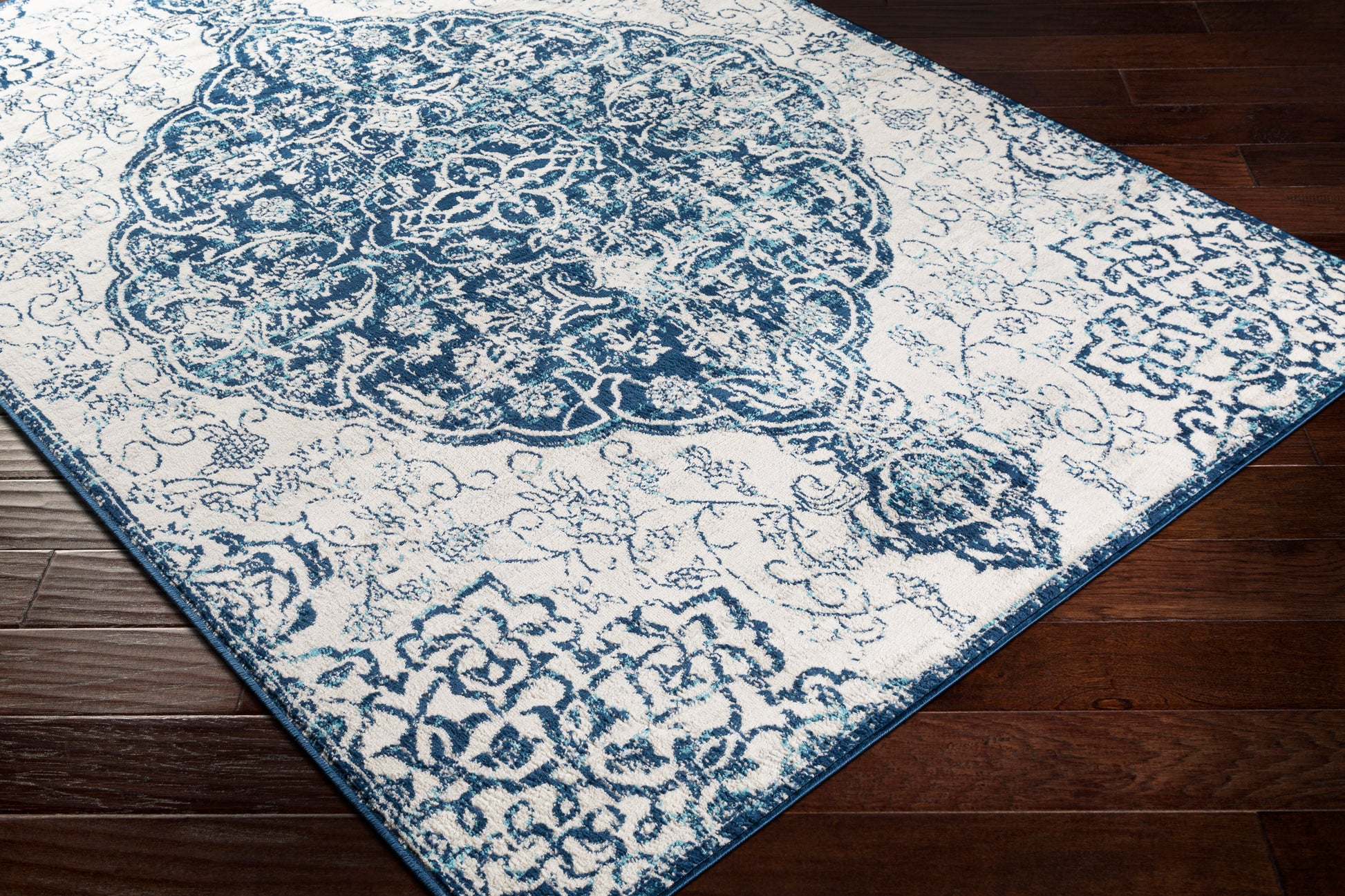 Surya Floransa Fsa-2323 Navy, Beige, Silver Gray, Sky Blue Area Rug