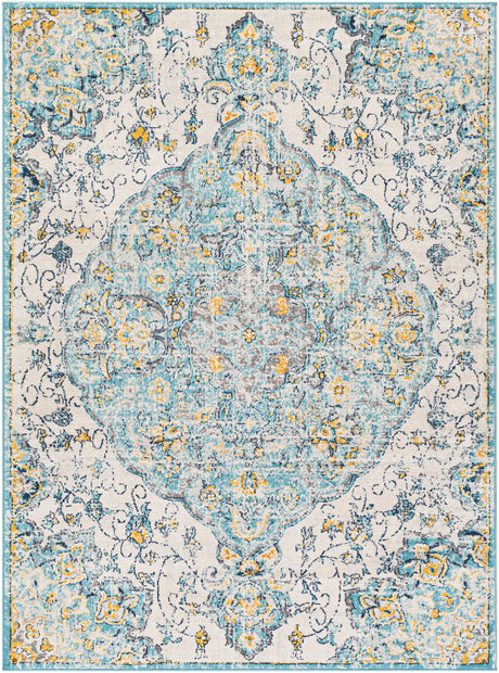 Surya Floransa Fsa-2324 Sky Blue, Beige, Silver Gray, Medium Gray Rugs.