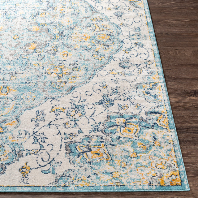Surya Floransa Fsa-2324 Sky Blue, Beige, Silver Gray, Medium Gray Rugs.