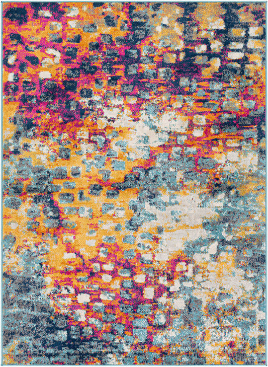 Surya Floransa Fsa-2335 Bright Pink, Saffron, Burnt Orange, Silver Gray Area Rug