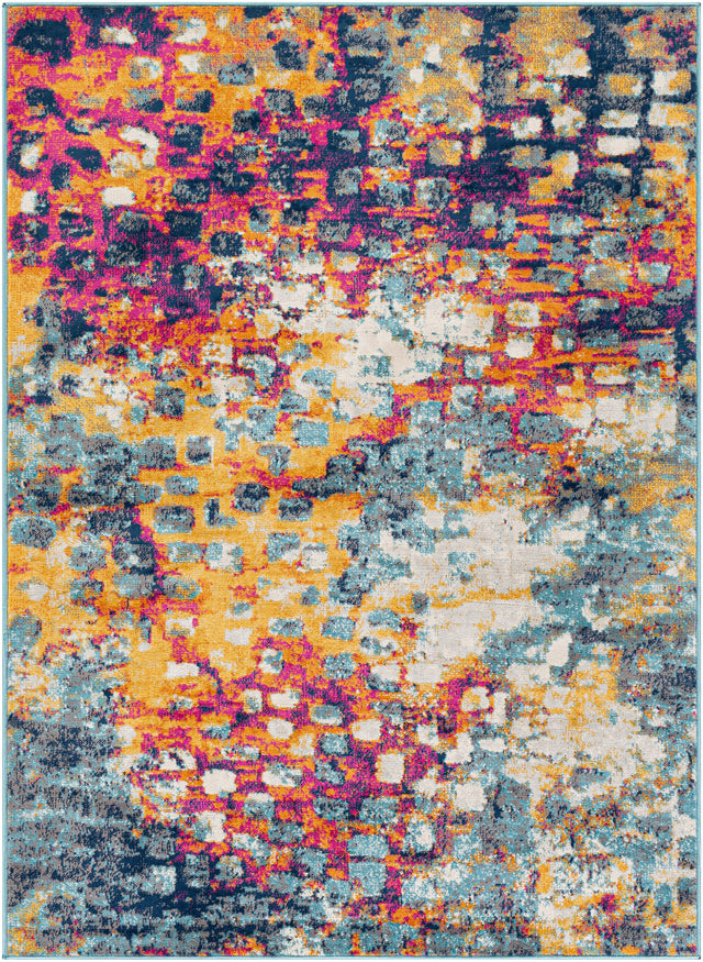 Surya Floransa Fsa-2335 Bright Pink, Saffron, Burnt Orange, Silver Gray Rugs.
