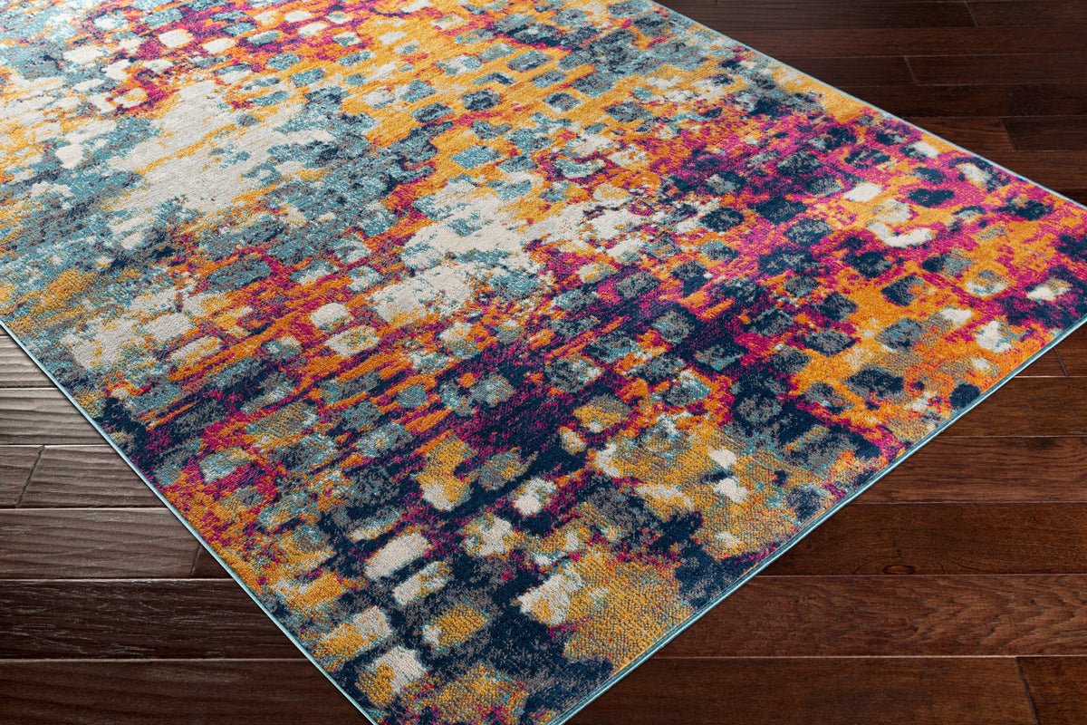 Surya Floransa Fsa-2335 Bright Pink, Saffron, Burnt Orange, Silver Gray Rugs.