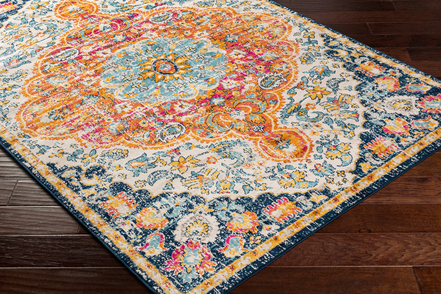 Surya Floransa Fsa-2347 Bright Pink, Bright Orange, Bright Yellow, Dark Blue Rugs.