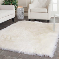 Safavieh Faux Sheep Skin Fss115A Ivory Solid Color Area Rug