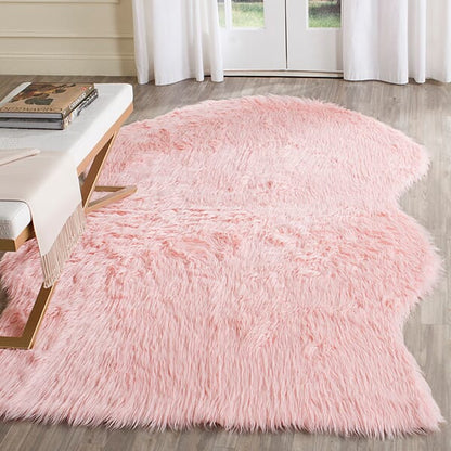 Safavieh Faux Sheep Skin Fss115G Pink Shag Area Rug