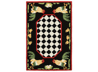 Liora Manne Frontporch Rooster 2408/48 Black, Green, Red, White, Yellow Floral / Country Area Rug
