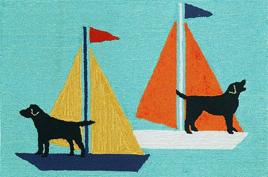 Liora Manne Frontporch Sailing Dogs 1402/03 Blue Coastal Area Rug