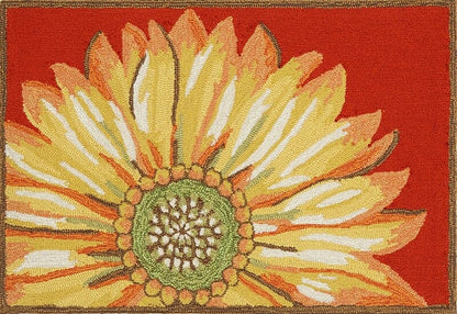 Liora Manne Frontporch Sunflower 1417/24 Red Floral / Country Area Rug