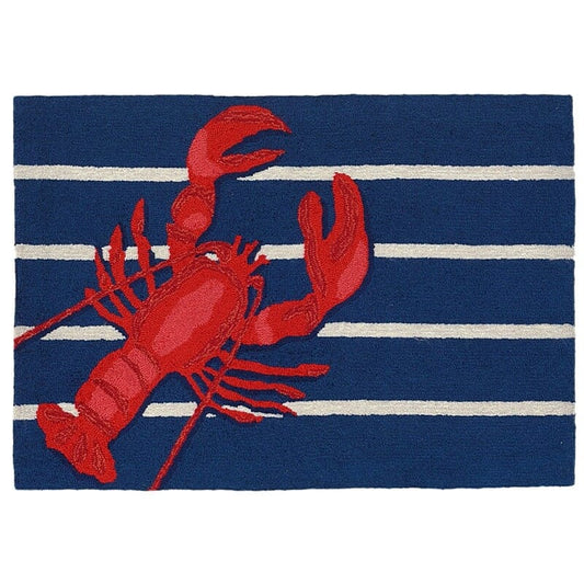 Liora Manne Frontporch Lobster On Stripes 1595/33 Navy Coastal Area Rug