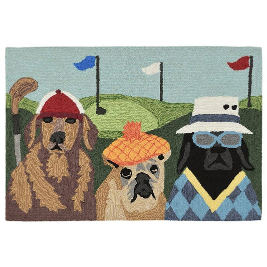 Liora Manne Frontporch Putts And Mutts 2418/44 Multi-Color, Black, Blue, Brown Novelty Area Rug