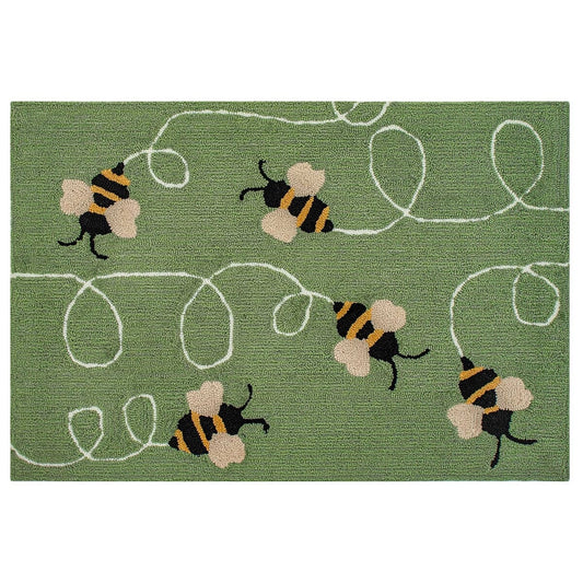 Liora Manne Frontporch Buzzy Bees 4437/06 Green Novelty Area Rug