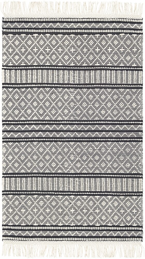 Surya Farmhouse Tassels Fts-2300 Charcoal, White Moroccan Area Rug
