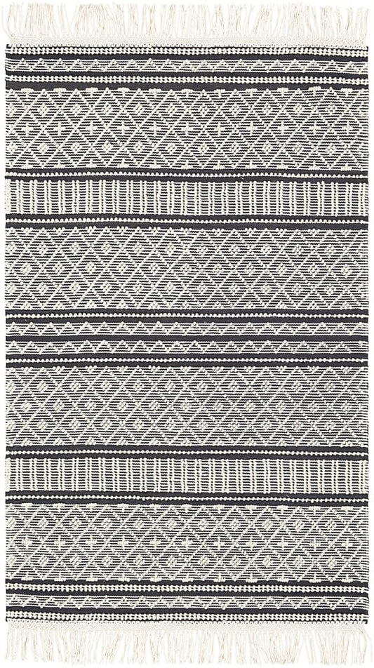 Surya Farmhouse Tassels Fts-2300 Charcoal, White Moroccan Area Rug