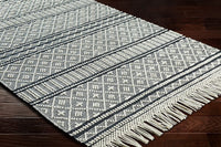 Surya Farmhouse Tassels Fts-2300 Charcoal, White Moroccan Area Rug