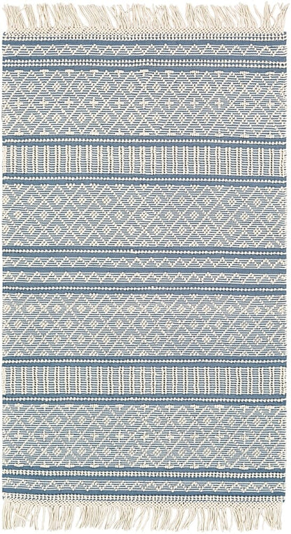 Surya Farmhouse Tassels Fts-2301 Denim, White Moroccan Area Rug