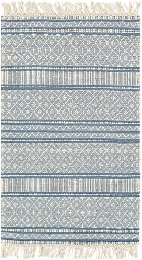 Surya Farmhouse Tassels Fts-2301 Denim, White Moroccan Area Rug