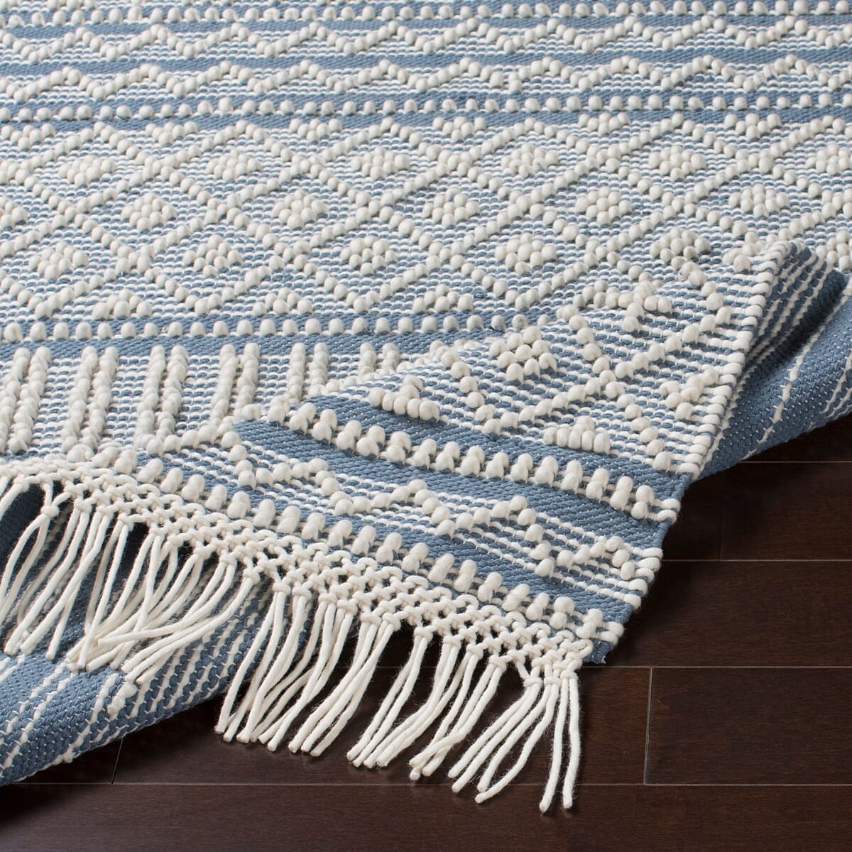 Surya Farmhouse Tassels Fts-2301 Denim, White Moroccan Area Rug