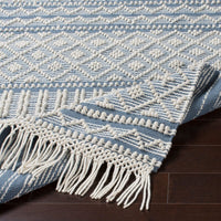 Surya Farmhouse Tassels Fts-2301 Denim, White Moroccan Area Rug