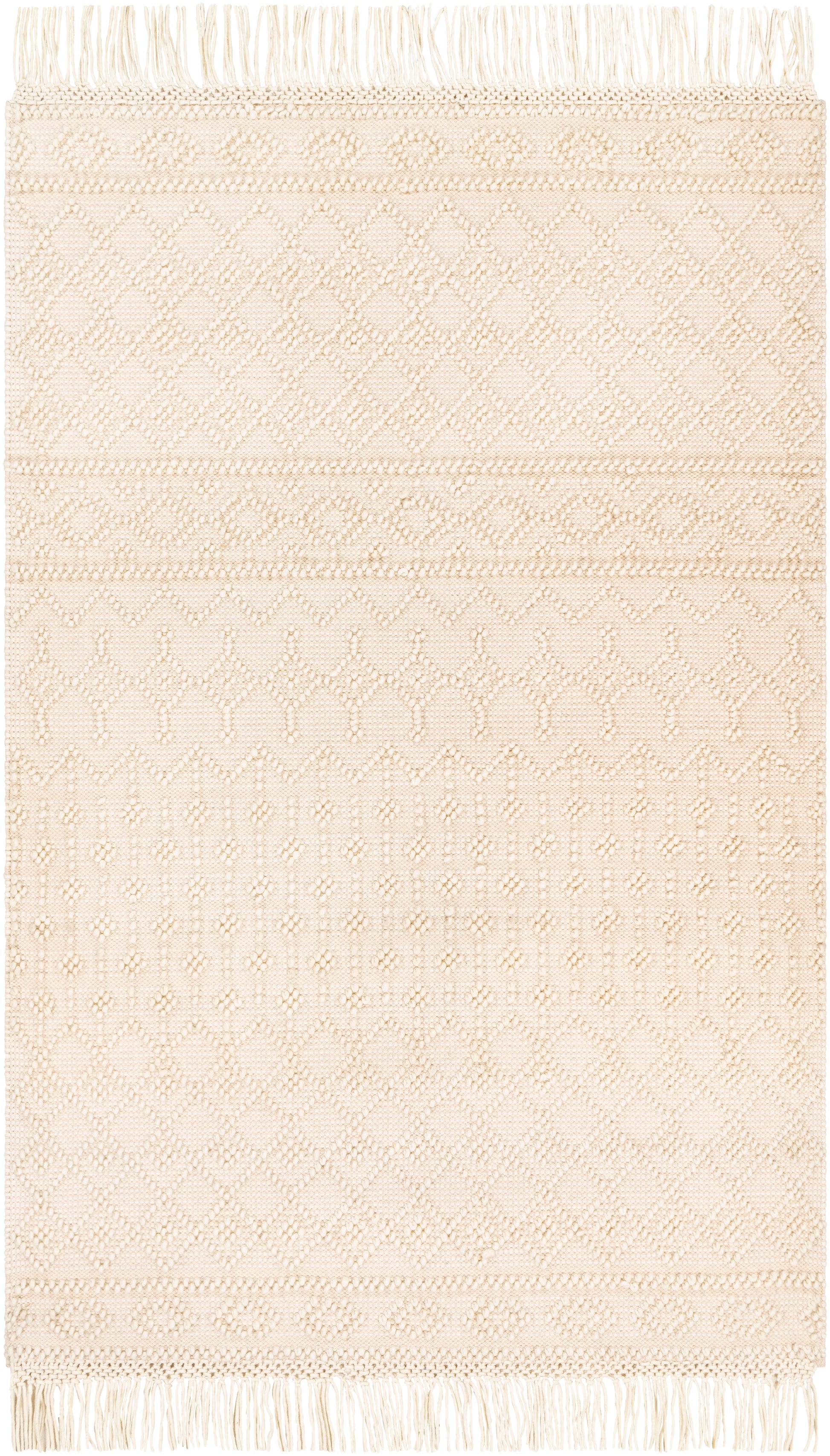 Surya Farmhouse Tassels Fts-2305 White, Beige Area Rug