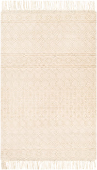 Surya Farmhouse Tassels Fts-2305 White, Beige Area Rug