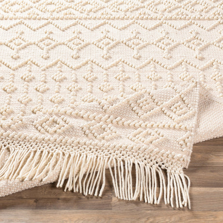 Surya Farmhouse Tassels Fts-2305 White, Beige Rugs.