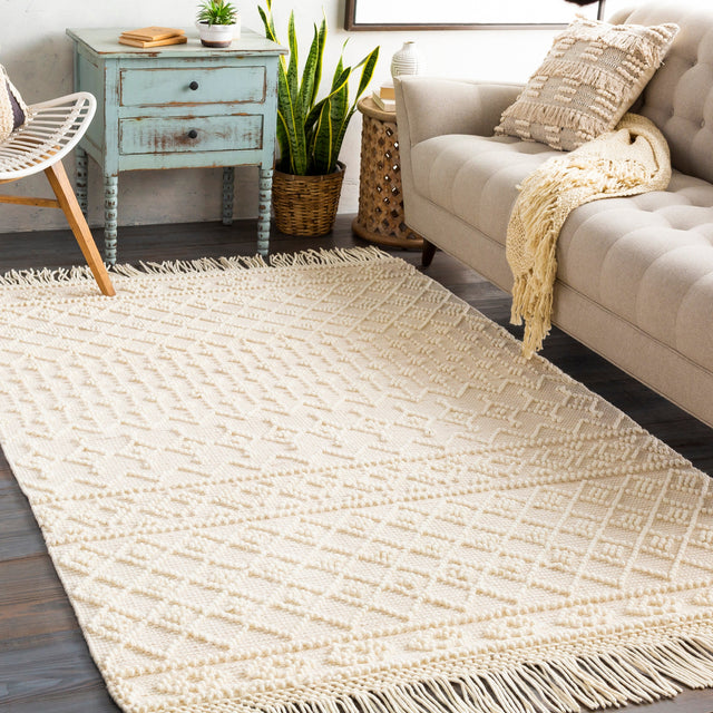 Surya Farmhouse Tassels Fts-2305 White, Beige Rugs.