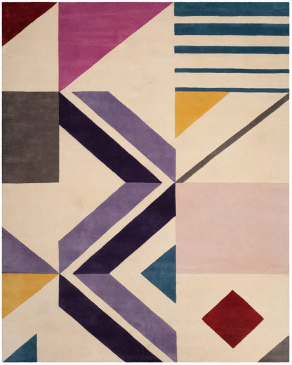 Safavieh Fifth Avenue Ftv116A Ivory / Purple Geometric Area Rug