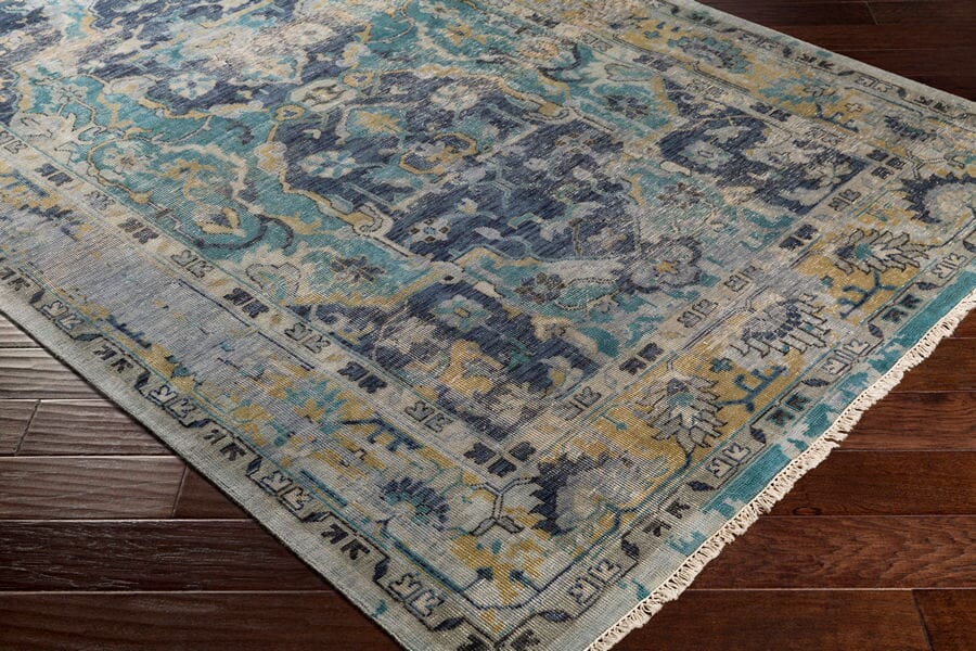 Surya Festival Fvl-1001 Navy, Teal, Wheat, Taupe, White Rugs.