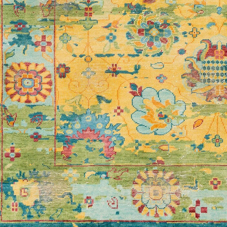 Surya Festival Fvl-1005 Bright Yellow, Grass Green, Teal Rugs.