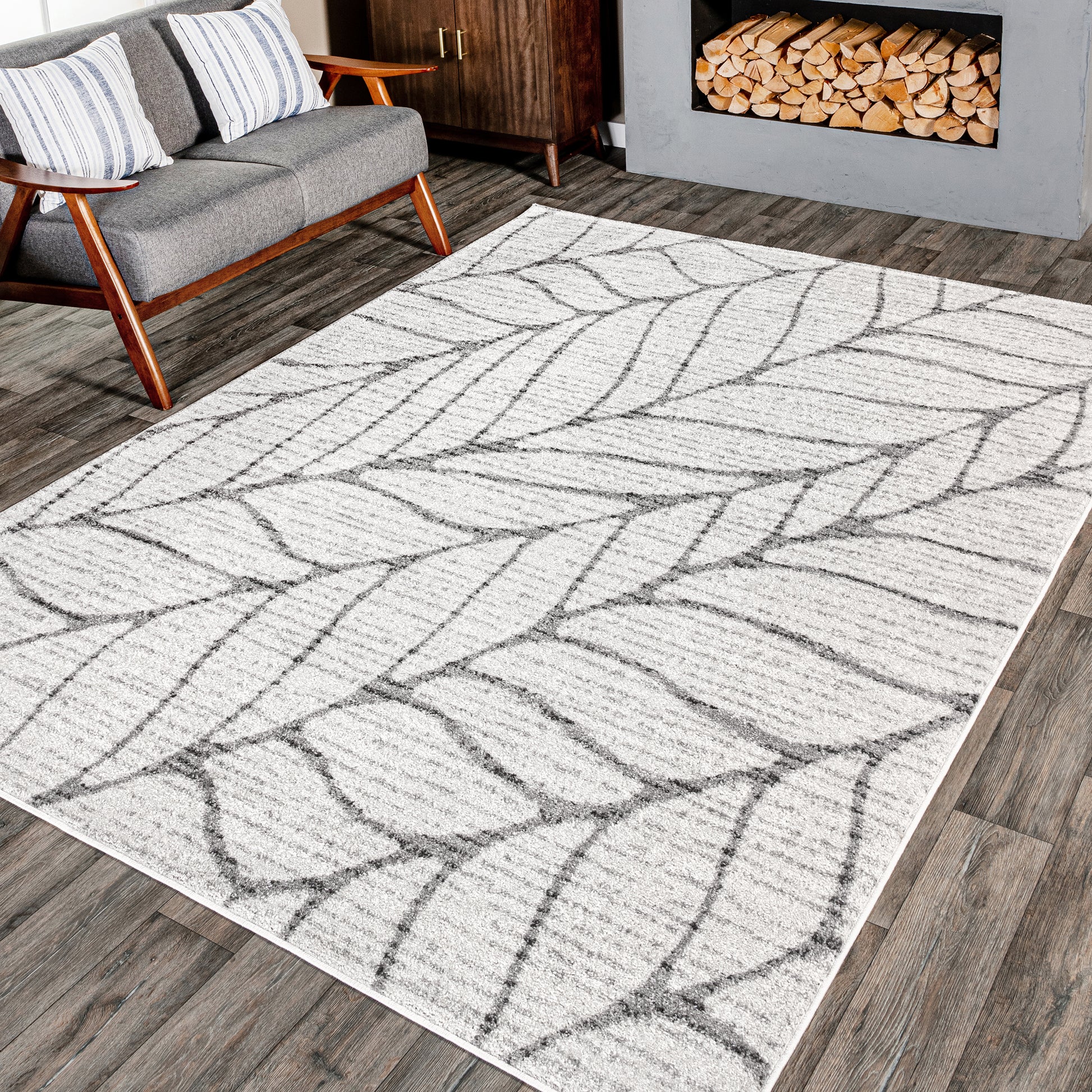 Nuloom Boyce Leaves Nbo1500C Light Gray Area Rug