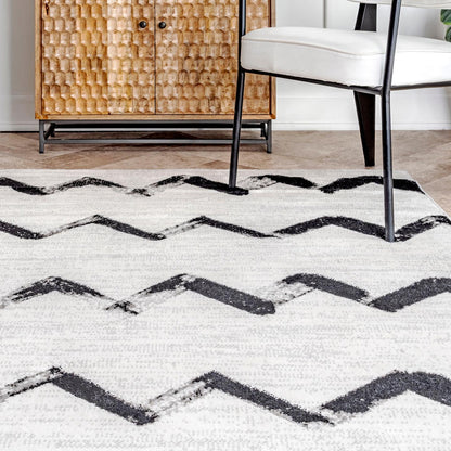 Nuloom Addison Chevrons Nad1713A Gray Area Rug