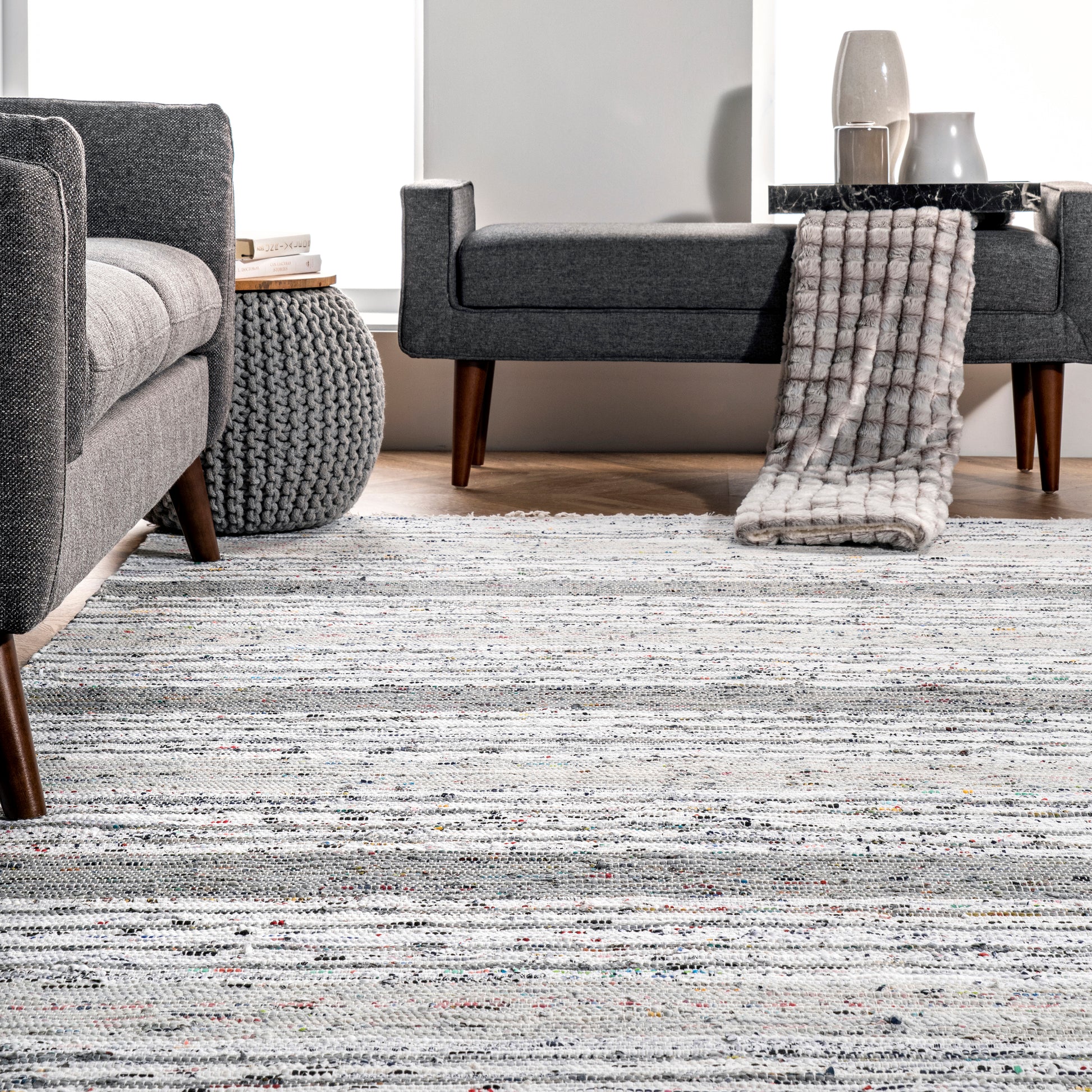 Nuloom Seraphina Mottled Stipe Nse2792A Gray Area Rug