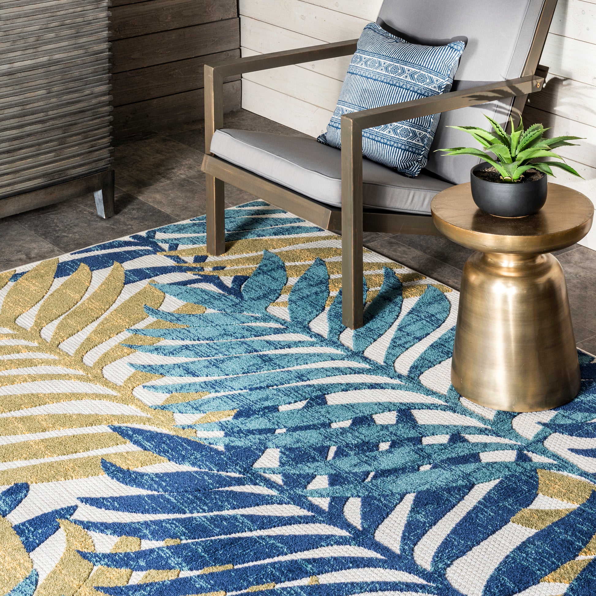 Nuloom Molly Tropical Leaves Nmo2635A Blue Area Rug