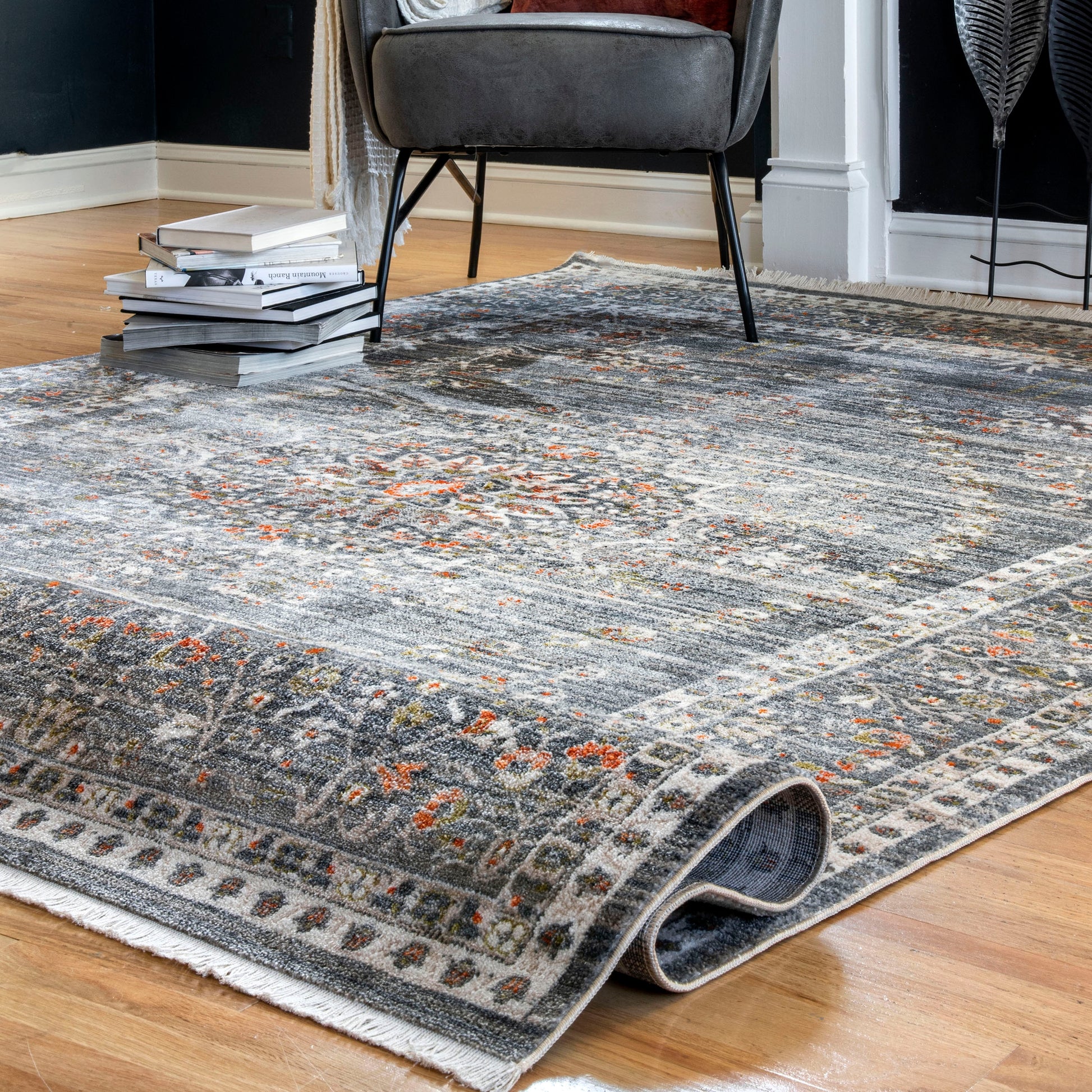 Nuloom Penny Floral Npe2137B Gray Area Rug