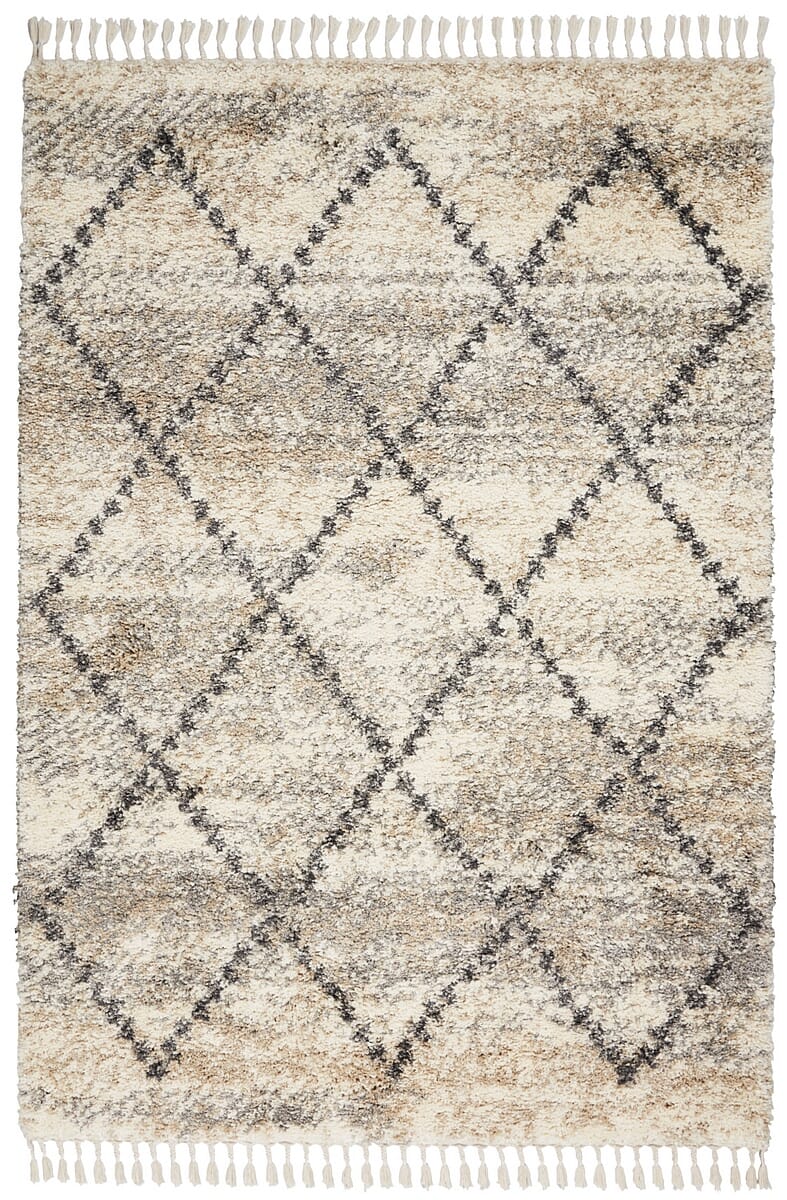 Nourison Oslo Shag Osl01 Ivory / Grey Moroccan Area Rug