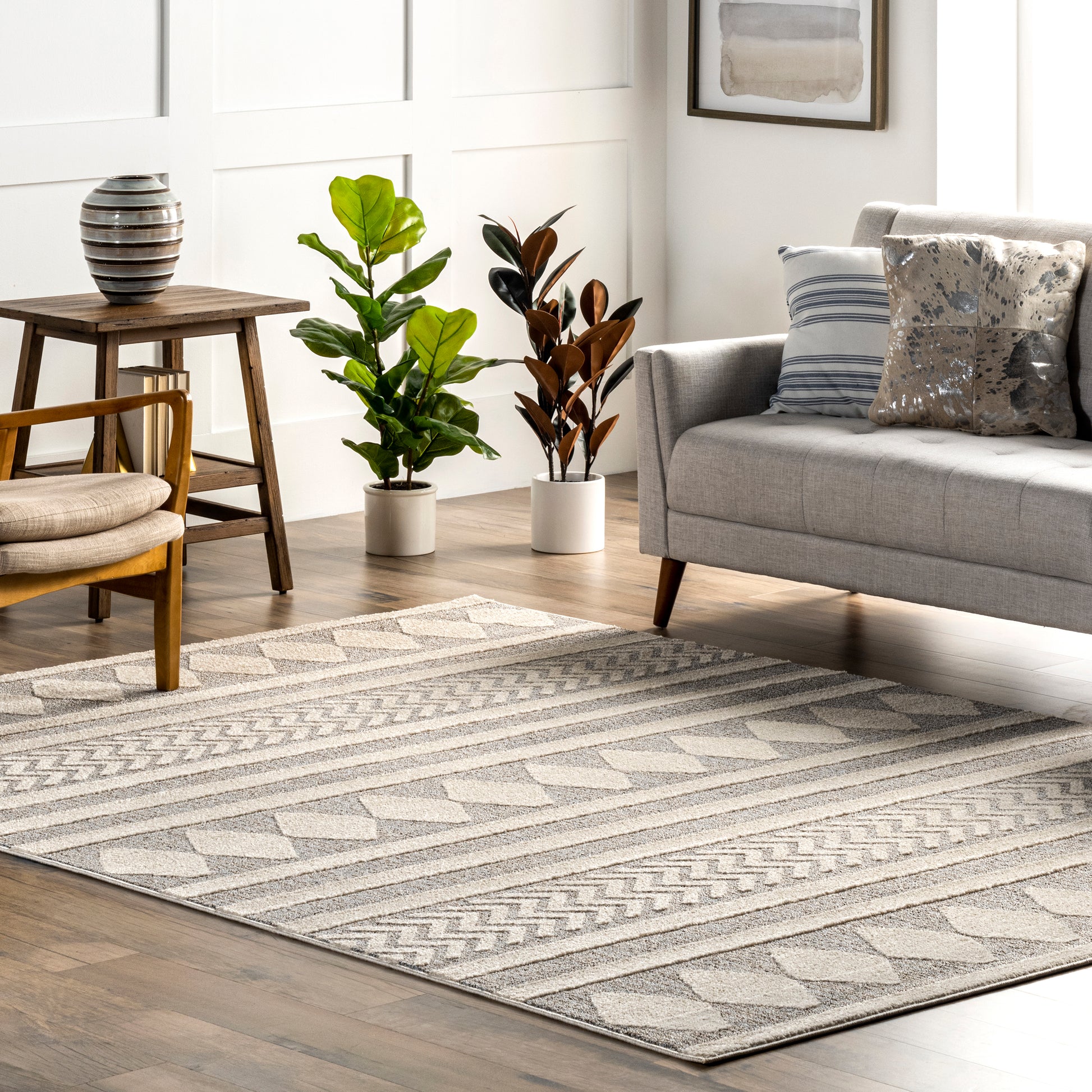 Nuloom Senna Banded Nse1319A Gray Area Rug