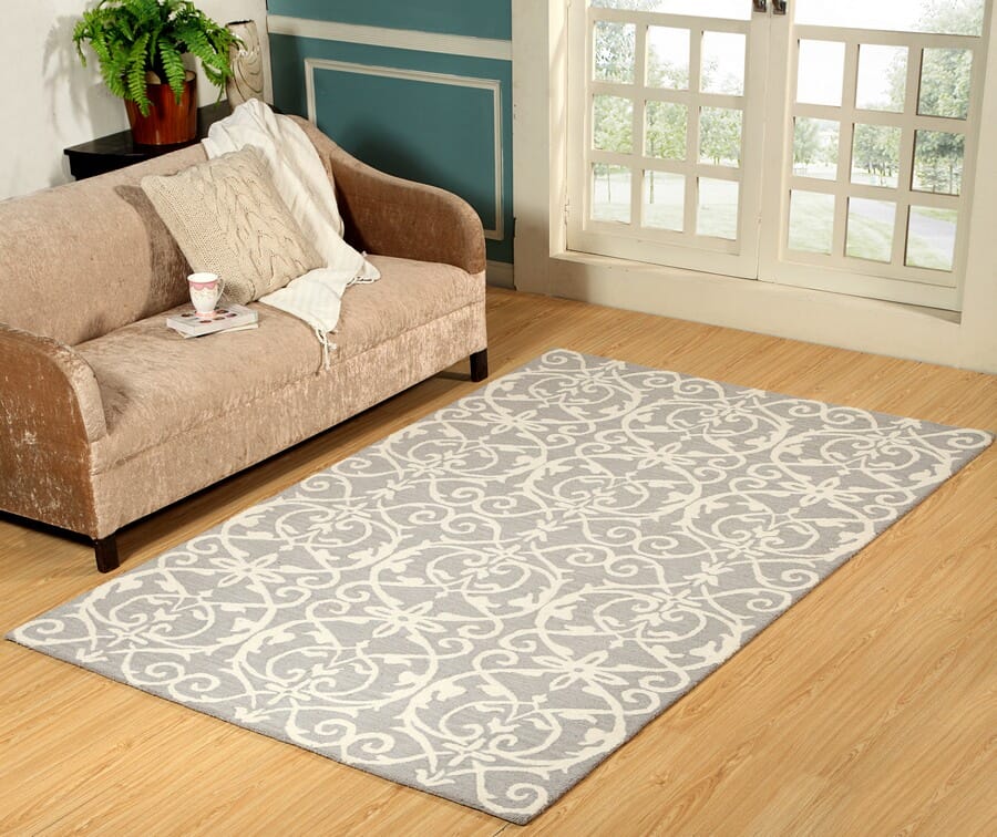 Dynamic Galleria 7864 Silver Damask Area Rug