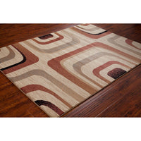 Chandra Ganesh Ganesh18 Tan / Grey / Brown / Black Geometric Area Rug