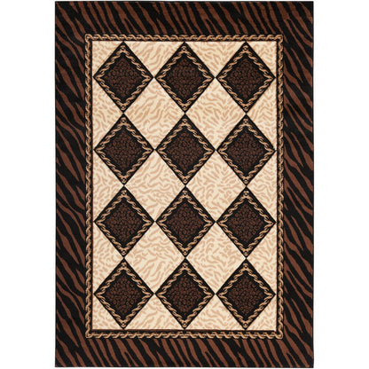 Chandra Ganesh Ganesh26 Black / Tan / Brown / Beige / Ivory Area Rug